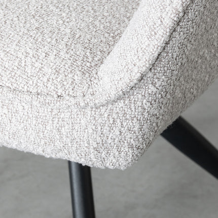 LABEL51 - Eetkamerstoel Finley 60x59x91 cm - Naturel Boucle | Zwart Metaal