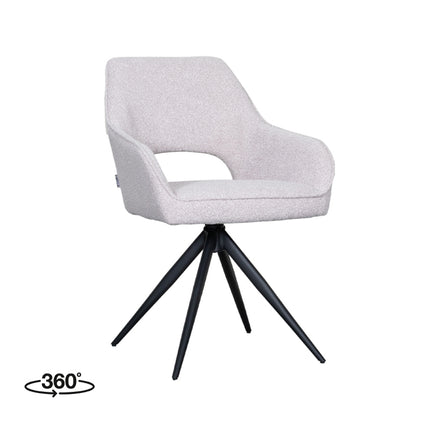 LABEL51 - Eetkamerstoel Finley 60x59x91 cm - Naturel Boucle | Zwart Metaal