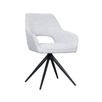LABEL51 - Eetkamerstoel Finley 60x59x91 cm - Champagne Boucle | Zwart Metaal