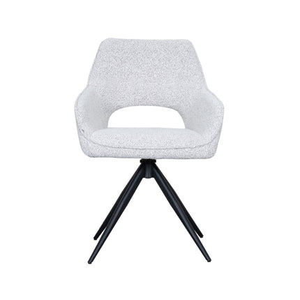 LABEL51 - Eetkamerstoel Finley 60x59x91 cm - Champagne Boucle | Zwart Metaal