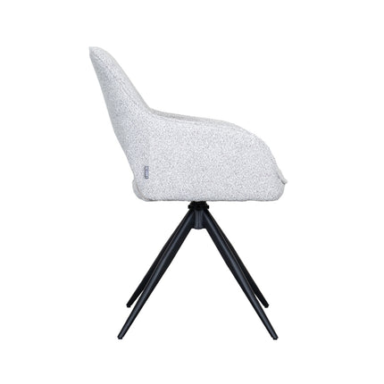 LABEL51 - Eetkamerstoel Finley 60x59x91 cm - Champagne Boucle | Zwart Metaal