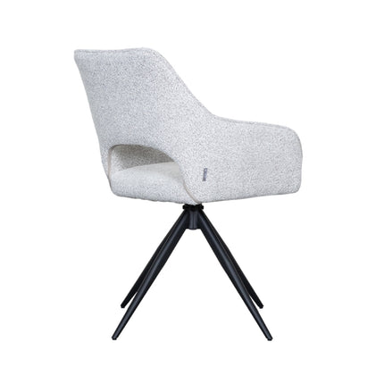 LABEL51 - Eetkamerstoel Finley 60x59x91 cm - Champagne Boucle | Zwart Metaal