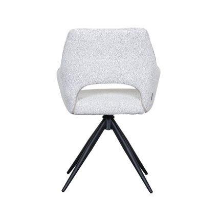 LABEL51 - Eetkamerstoel Finley 60x59x91 cm - Champagne Boucle | Zwart Metaal