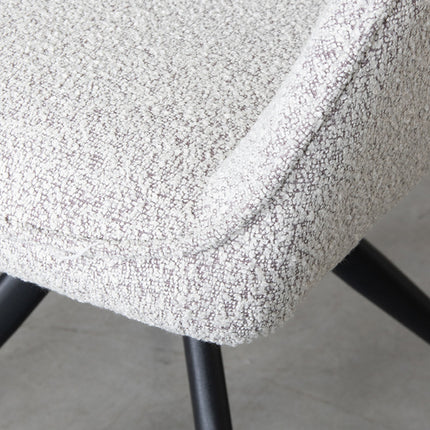LABEL51 - Eetkamerstoel Finley 60x59x91 cm - Champagne Boucle | Zwart Metaal