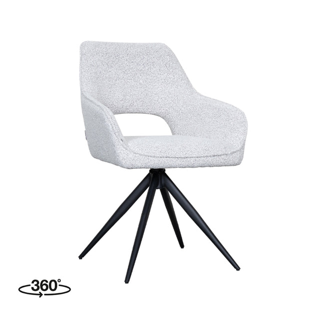 LABEL51 - Eetkamerstoel Finley 60x59x91 cm - Champagne Boucle | Zwart Metaal