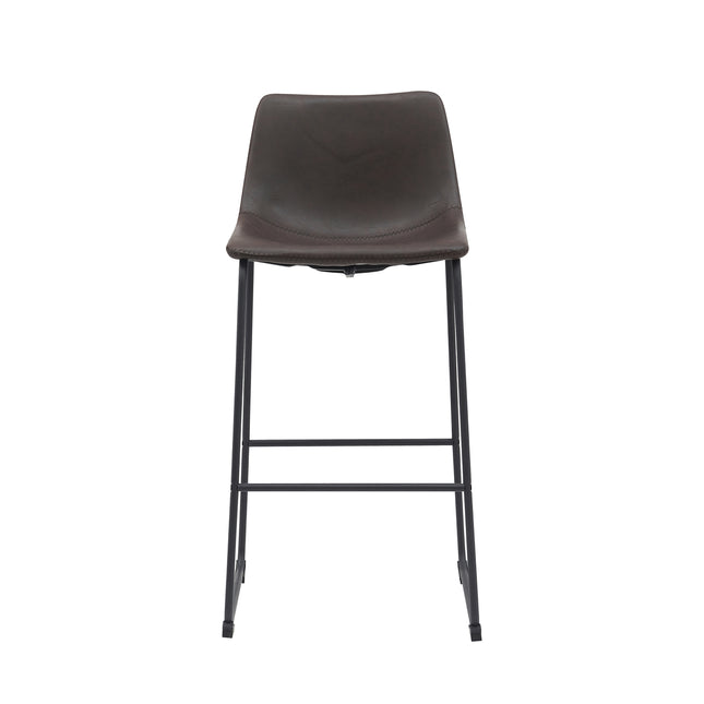 LABEL51 - Barkruk Risto 47x56x102 cm - Donkerbruin Kunstleder | Zwart Metaal