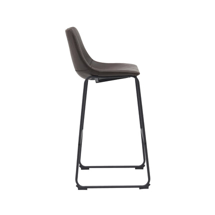 LABEL51 - Barkruk Risto 47x56x102 cm - Donkerbruin Kunstleder | Zwart Metaal