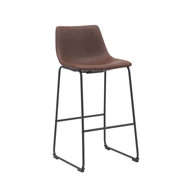 LABEL51 - Barkruk Risto 47x56x102 cm - Bruin Kunstleder | Zwart Metaal