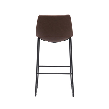 LABEL51 - Barkruk Risto 47x56x102 cm - Bruin Kunstleder | Zwart Metaal