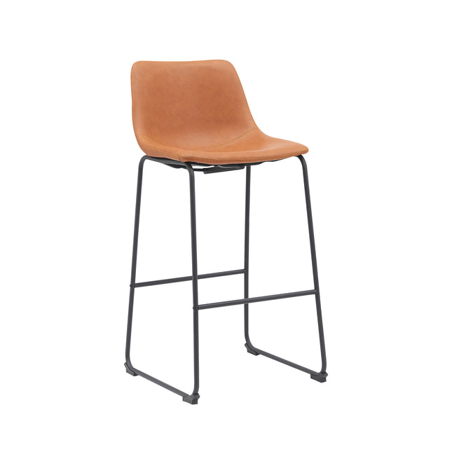 LABEL51 - Barkruk Risto 47x56x102 cm - Cognac Kunstleder | Zwart Metaal