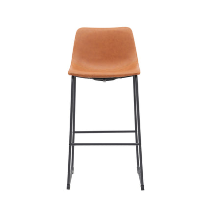 LABEL51 - Barkruk Risto 47x56x102 cm - Cognac Kunstleder | Zwart Metaal