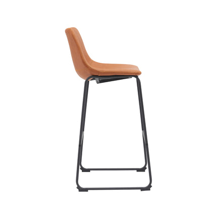 LABEL51 - Barkruk Risto 47x56x102 cm - Cognac Kunstleder | Zwart Metaal