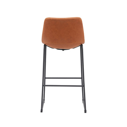 LABEL51 - Barkruk Risto 47x56x102 cm - Cognac Kunstleder | Zwart Metaal