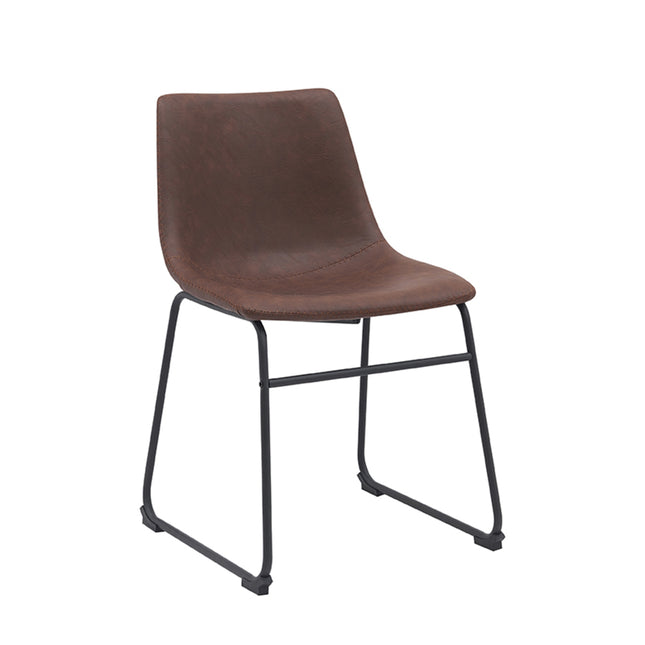 LABEL51 - Eetkamerstoel Risto 47x55x79 cm - Bruin Kunstleder | Zwart Metaal
