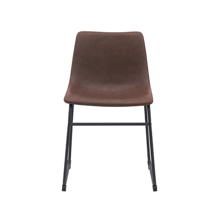 LABEL51 - Eetkamerstoel Risto 47x55x79 cm - Bruin Kunstleder | Zwart Metaal