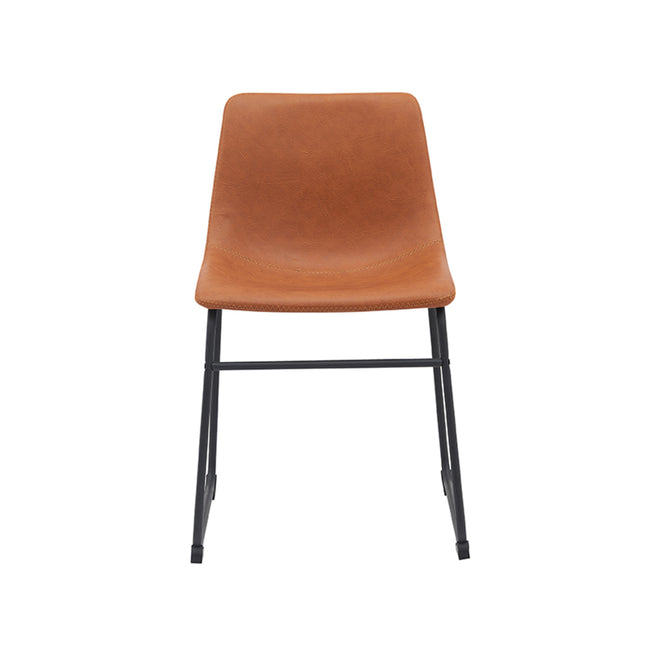 LABEL51 - Eetkamerstoel Risto 47x55x79 cm - Cognac Kunstleder | Zwart Metaal