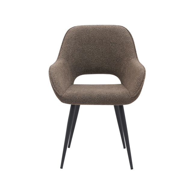 LABEL51 - Eetkamerstoel Fer 58x57x87 cm - Bruin Boucle | Zwart Metaal