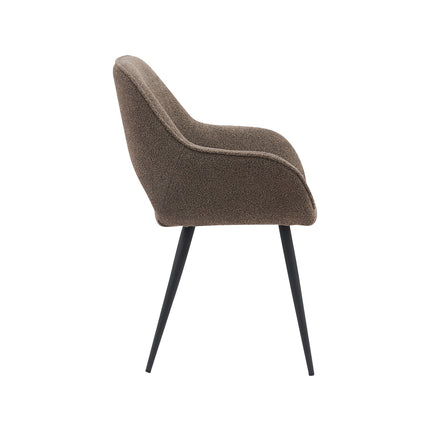 LABEL51 - Eetkamerstoel Fer 58x57x87 cm - Bruin Boucle | Zwart Metaal