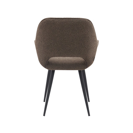 LABEL51 - Eetkamerstoel Fer 58x57x87 cm - Bruin Boucle | Zwart Metaal