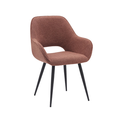 LABEL51 - Eetkamerstoel Fer 58x57x87 cm - Terra Boucle | Zwart Metaal