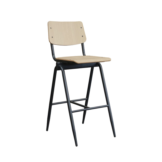 LABEL51 - Barkruk Solid 49x58x109 cm - Naturel Hout | Zwart Metaal