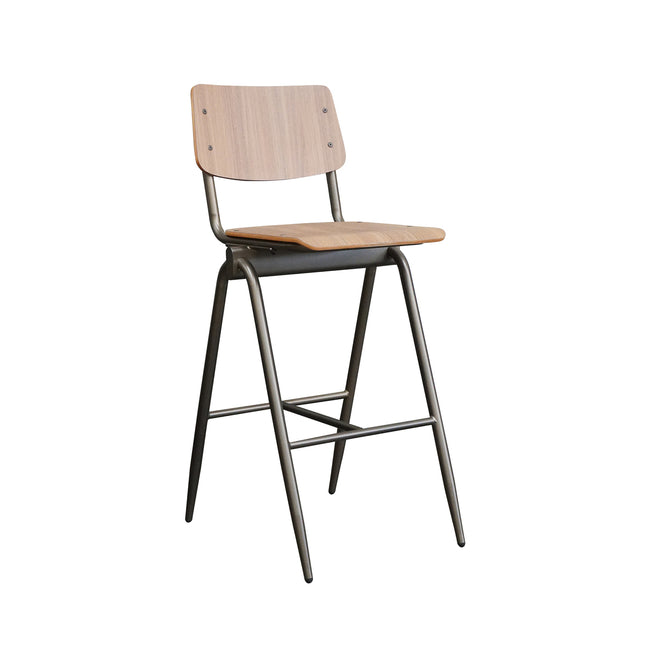 LABEL51 - Barkruk Solid 49x58x109 cm - Walnoot Hout | Antiekgoud Metaal