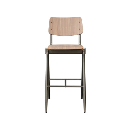 LABEL51 - Barkruk Solid 49x58x109 cm - Walnoot Hout | Antiekgoud Metaal