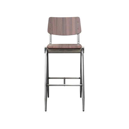 LABEL51 - Barkruk Solid 49x58x109 cm - Donkerbruin Hout | Gun Metal