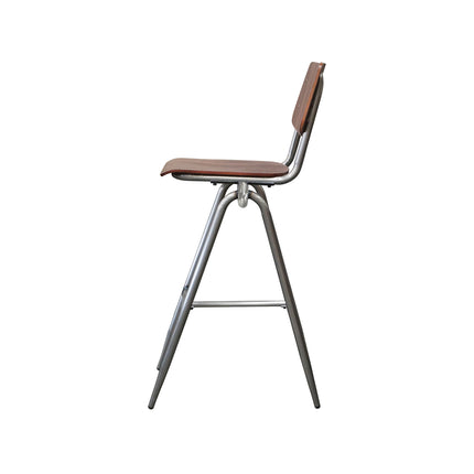 LABEL51 - Barkruk Solid 49x58x109 cm - Donkerbruin Hout | Gun Metal