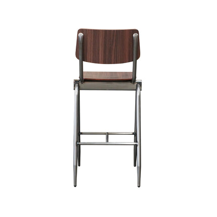 LABEL51 - Barkruk Solid 49x58x109 cm - Donkerbruin Hout | Gun Metal