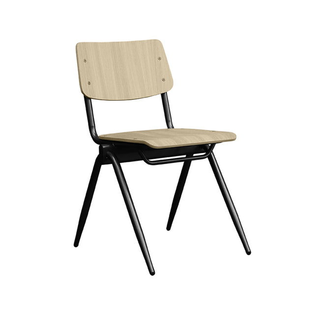 LABEL51 - Stapelstoel Schoolstoel Solid 49x55x81 cm - Naturel Hout | Zwart Metaal