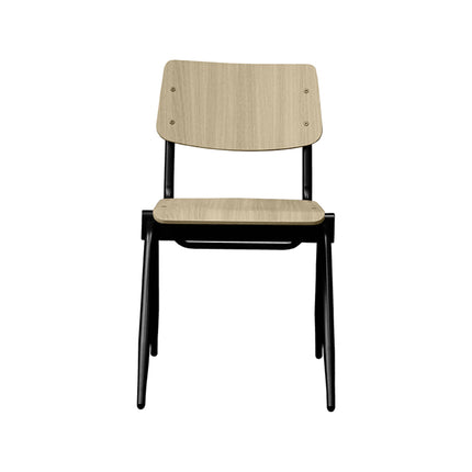 LABEL51 - Stapelstoel Schoolstoel Solid 49x55x81 cm - Naturel Hout | Zwart Metaal
