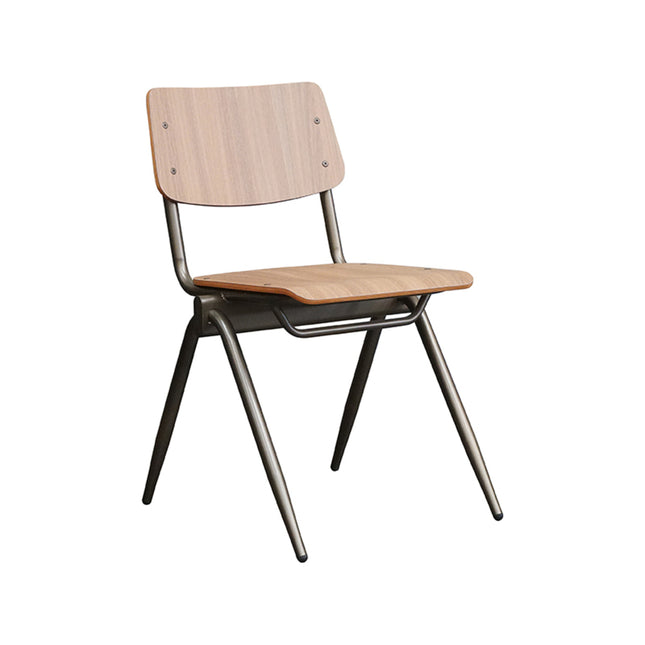 LABEL51 - Stapelstoel Schoolstoel Solid 49x55x81 cm - Walnoot Hout | Antiekgoud Metaal