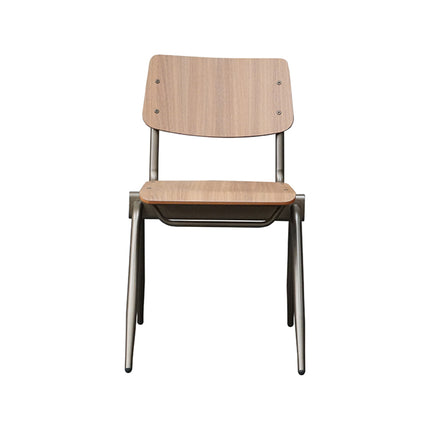 LABEL51 - Stapelstoel Schoolstoel Solid 49x55x81 cm - Walnoot Hout | Antiekgoud Metaal