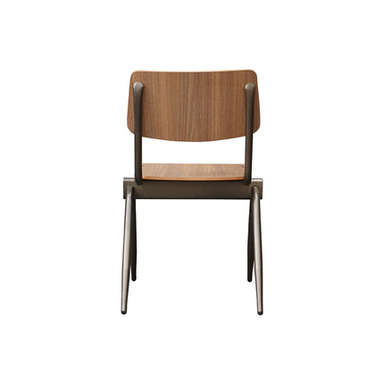 LABEL51 - Stapelstoel Schoolstoel Solid 49x55x81 cm - Walnoot Hout | Antiekgoud Metaal