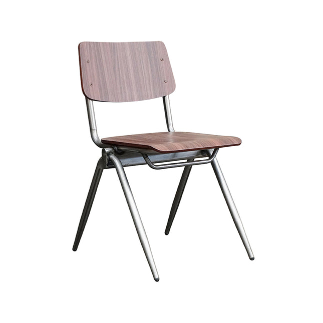 LABEL51 - Stapelstoel Schoolstoel Solid 49x55x81 cm - Donkerbruin Hout | Old Gun Metaal