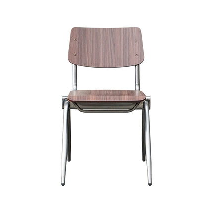 LABEL51 - Stapelstoel Schoolstoel Solid 49x55x81 cm - Donkerbruin Hout | Old Gun Metaal