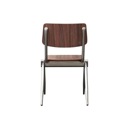 LABEL51 - Stapelstoel Schoolstoel Solid 49x55x81 cm - Donkerbruin Hout | Old Gun Metaal