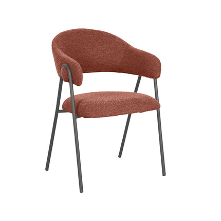 LABEL51 - Eetkamerstoel Lowen 58x60x84 cm - Terra Boucle | Zwart Metaal