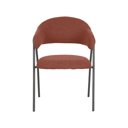 LABEL51 - Eetkamerstoel Lowen 58x60x84 cm - Terra Boucle | Zwart Metaal