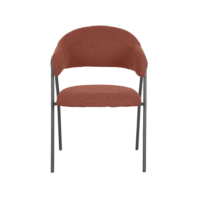 LABEL51 - Eetkamerstoel Lowen 58x60x84 cm - Terra Boucle | Zwart Metaal