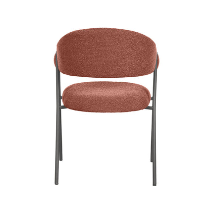 LABEL51 - Eetkamerstoel Lowen 58x60x84 cm - Terra Boucle | Zwart Metaal