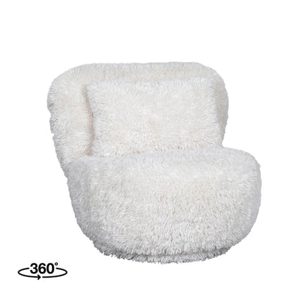 LABEL51 - Draaifauteuil Doodle 90x87x73 cm - Creme Fluffy