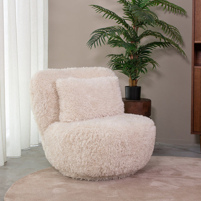 LABEL51 - Draaifauteuil Doodle 90x87x73 cm - Creme Fluffy