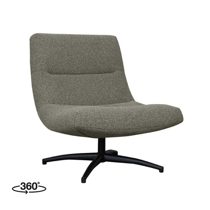 LABEL51 - Draaifauteuil Calix 77x93x88 cm - Mushroom Royal Boucle | Zwart Metaal