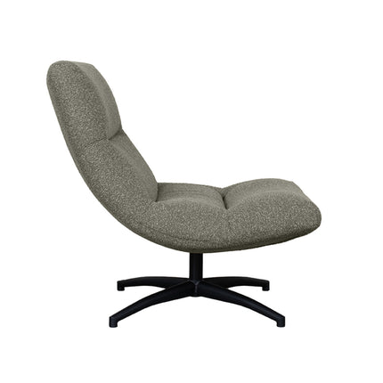 LABEL51 - Draaifauteuil Calix 77x93x88 cm - Mushroom Royal Boucle | Zwart Metaal