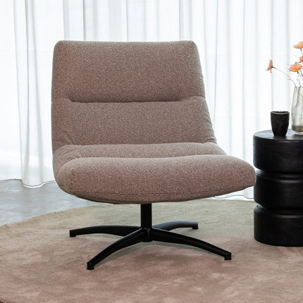 LABEL51 - Draaifauteuil Calix 77x93x88 cm - Mushroom Royal Boucle | Zwart Metaal