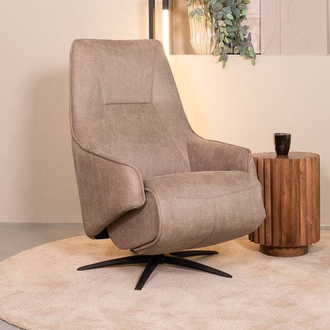 LABEL51 - Elektrische Fauteuil Odense 68x87x110 cm - Taupe Micro Suede | Zwart Metaal