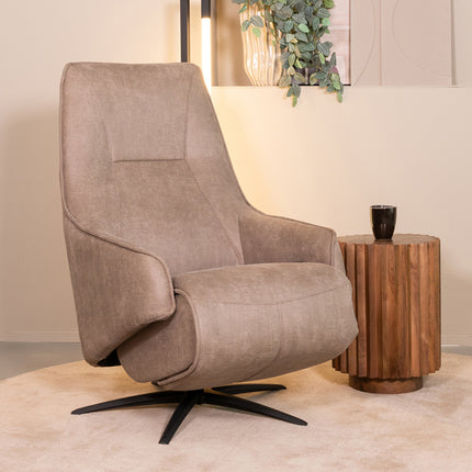 LABEL51 - Elektrische Fauteuil Odense 68x87x110 cm - Taupe Micro Suede | Zwart Metaal