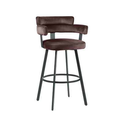 LABEL51 - Barkruk Bardio 56x52x101 cm - Taupe Fluweel | Zwart Metaal